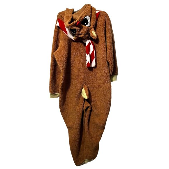 Rudolph The Red Nosed Reindeer Fleece Romper Jumpsuit Sz 3XL Unisex Long Sleeve - Picture 2 of 9